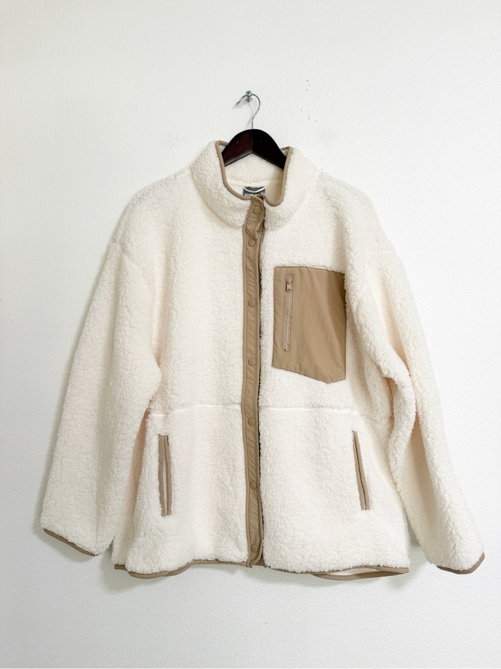 32 Degrees Sherpa Fleece Snap Button Jacket Ivory Size XXL